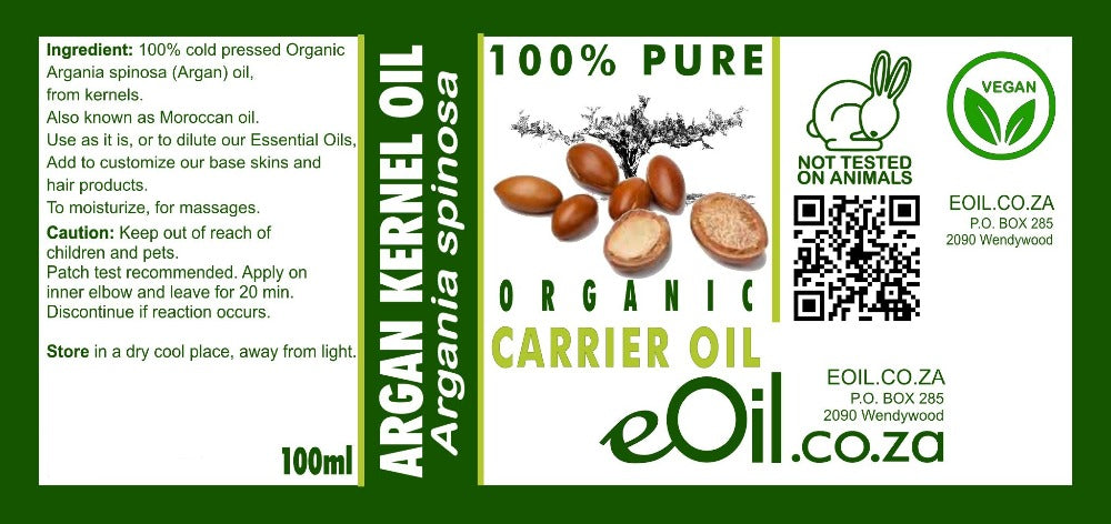 ARGAN KERNEL ORGANIC CARRIER OIL (Argania spinosa) Morrocan oil 100 ml - eOil.co.za