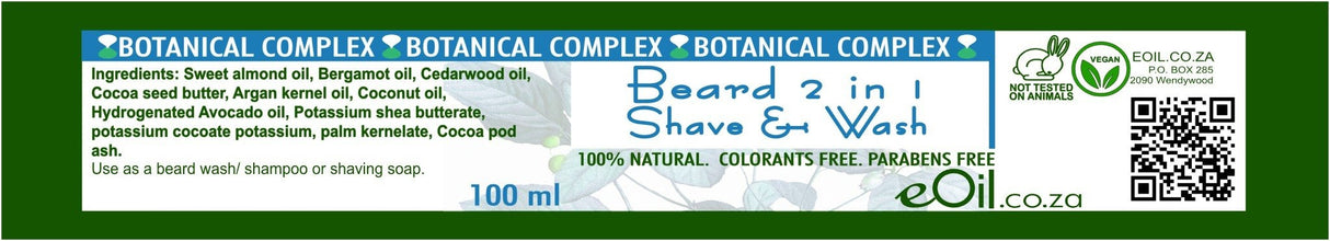 BEARD SHAVE AND WASH BOTANICAL COMPLEX 100 ml - eOil.co.za