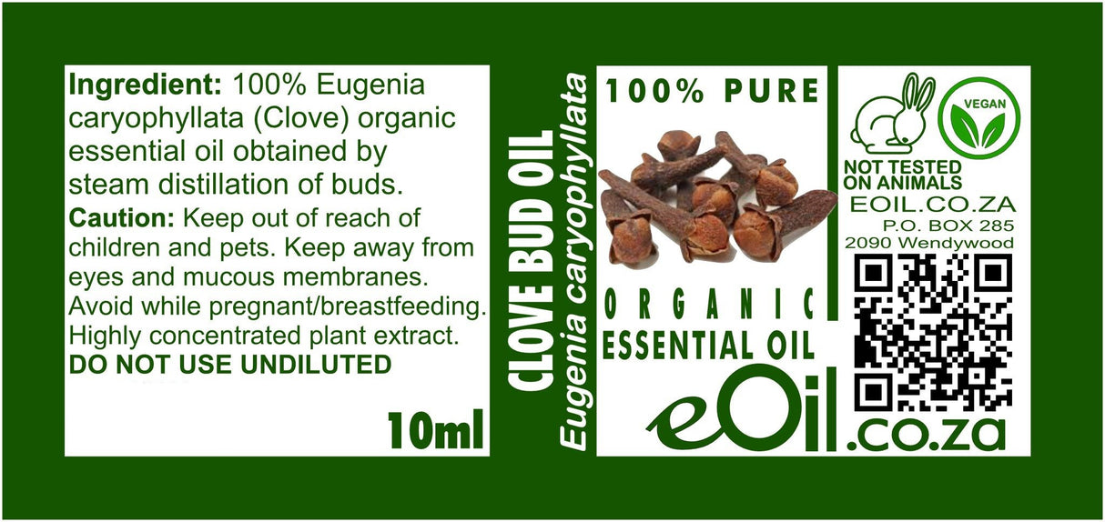 CLOVE BUD ORGANIC ESSENTIAL OIL (Eugenia caryophyllata) 10 ml - eOil.co.za