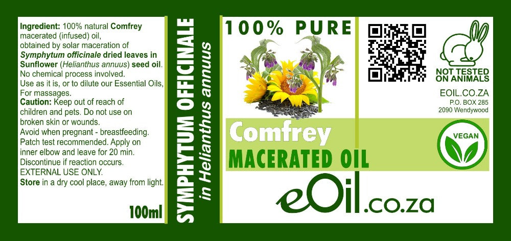 COMFREY MACERATED NATURAL CARRIER OIL (Symphytum officinale in Helianthus annuus) 100 ml - eOil.co.za