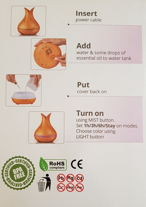 eOil.co.za Diffuser Tulipe 400 ml Humidifier