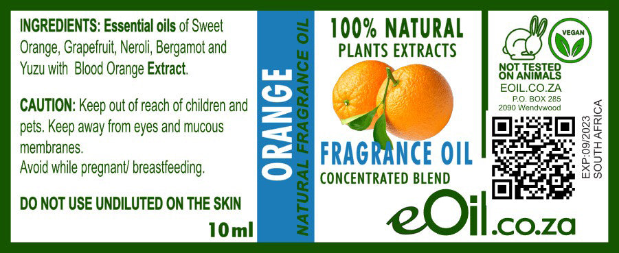 eOil.co.za orange fragrance oils Perfumes, Natural soaps, face wash, shower gels Bath salts, scented baths Natural body oil, creams, lotions, scented gels After-shampoos, hair masks, hair sprays, Home fragrance, Room spray, linen spray, candles For skin applications, cosmetic uses, perfumes