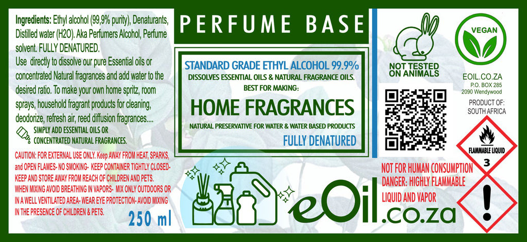 Ethyl Alcohol Denatured  Home Fragrance Base 99.9 % 250 ml - eOil.co.za