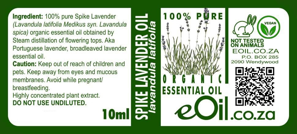 Lavender oil Spike Organic Essential Oils 10 ml - eOil.co.za