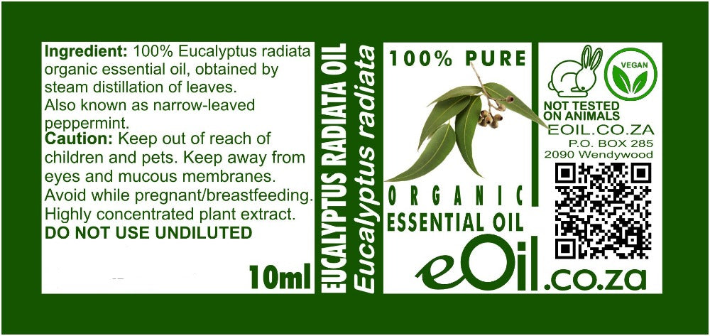 EUCALYPTUS RADIATA ORGANIC ESSENTIAL OIL (Eucalyptus radiata) 10 ml - eOil.co.za