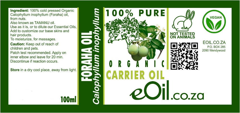 FORAHA TAMANU ORGANIC CARRIER OIL (Calophyllum inophyllum) 100 ml - eOil.co.za