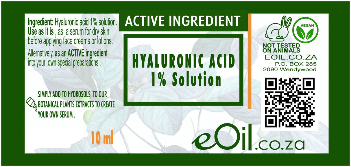 HYALURONIC ACID 1% ACTIVE INGREDIENT 10 ml - eOil.co.za