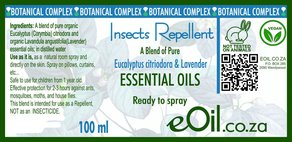 Insects repellent natural blend oils botanical complex - 100 ml - eOil.co.za