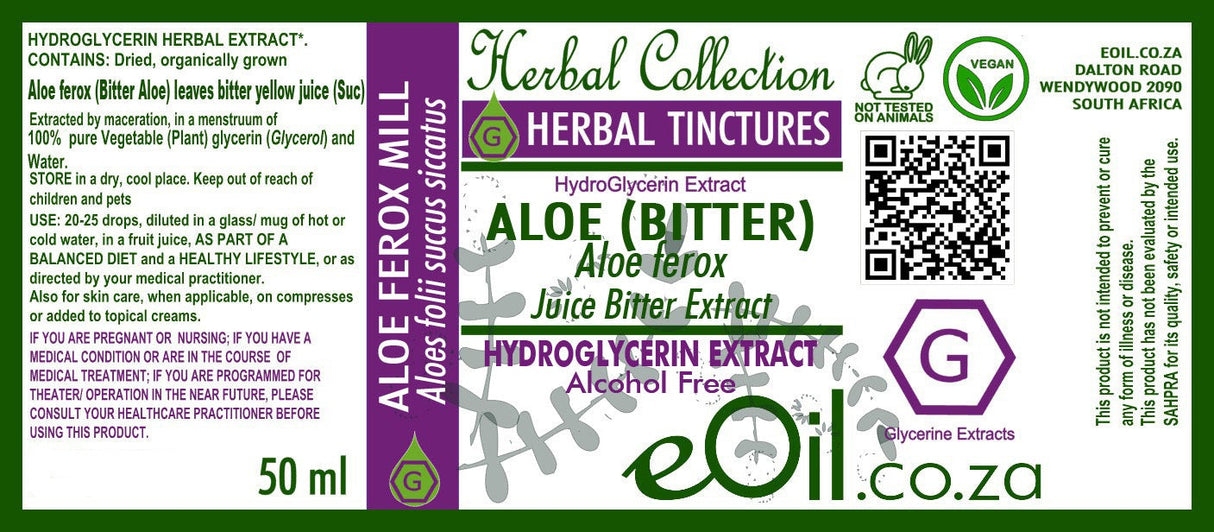 Aloe Ferox Tincture - Vegetable Glycerine - 50 ml - eOil.co.za