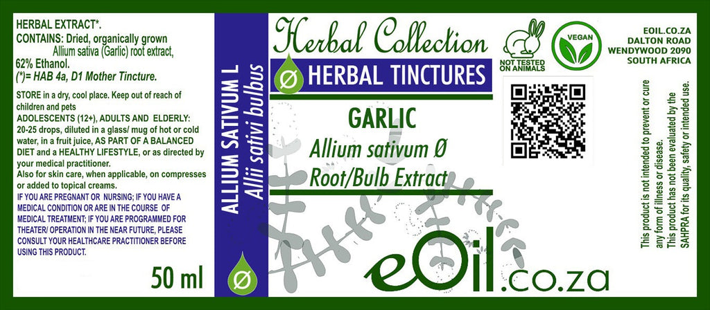Garlic root / Bulb extract (Allium sativum)  Tincture - 50 ml - eOil.co.za