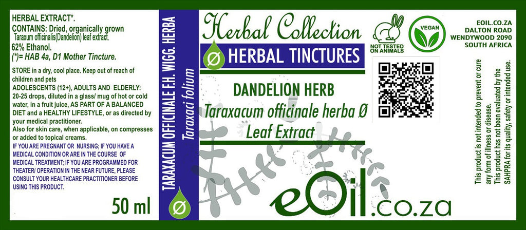 Dandelion Herb Tincture (Taraxacum off. Herba) - 50 ml - eOil.co.za