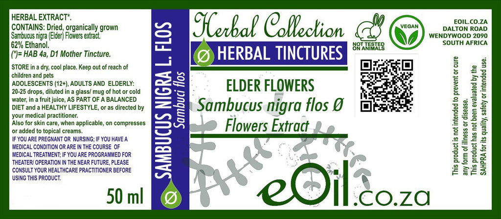 Elderflower Tincture (Sambucus nigra flores) - 50 ml - eOil.co.za