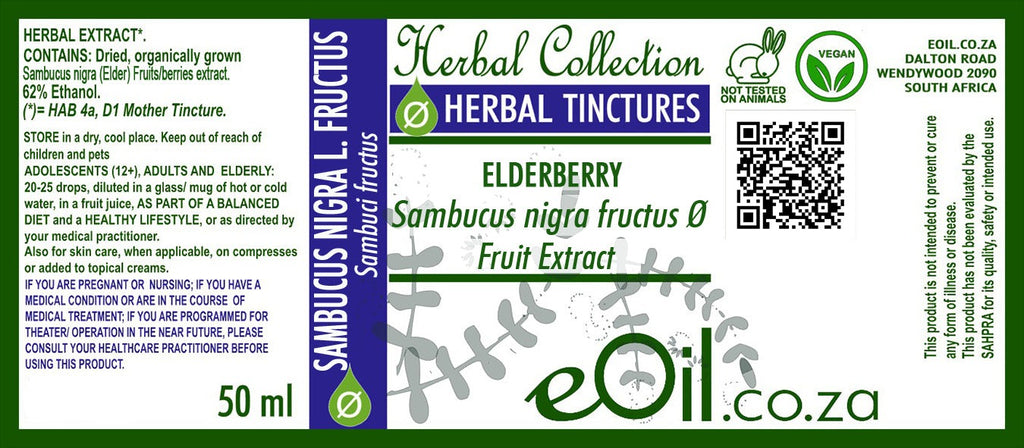 Elderberry Tincture (Sambucus nigra fructus) - 50 ml - eOil.co.za