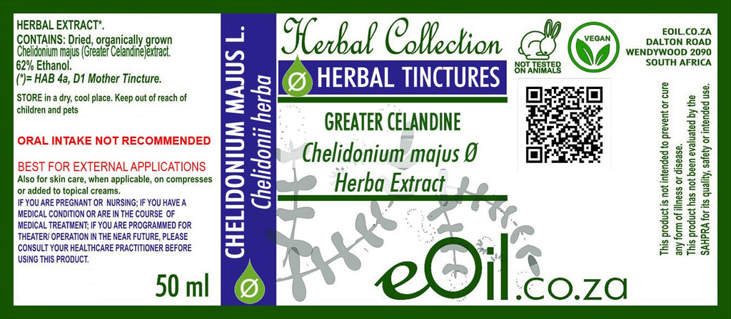 Greater celandine Tincture (Chelidonium majus) - 50 ml - eOil.co.za