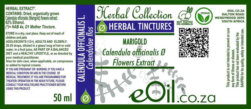 Marigold flowers Tincture (Calendula officinalis ) - 50 ml - eOil.co.za