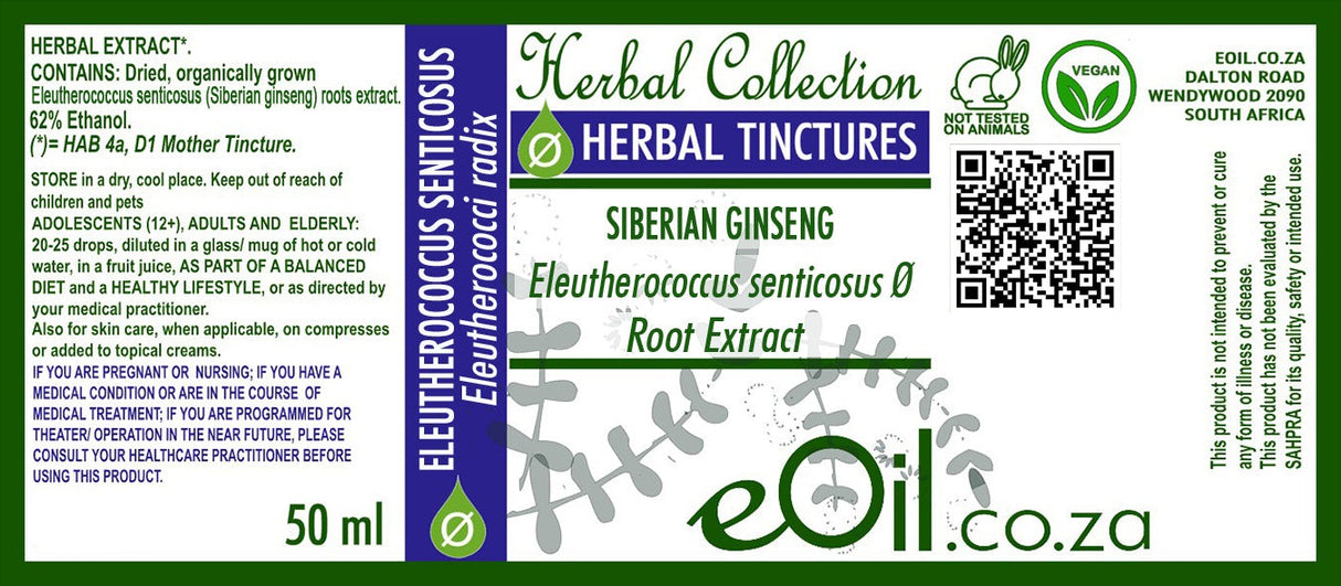 Siberian Ginseng ( Eleutherococcus senticosus ) Tincture - 50 ml - eOil.co.za