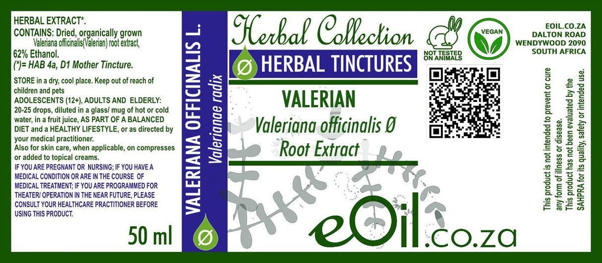 Valerian Root Tincture (Valeriana officinalis radix) - 50 ml - eOil.co.za