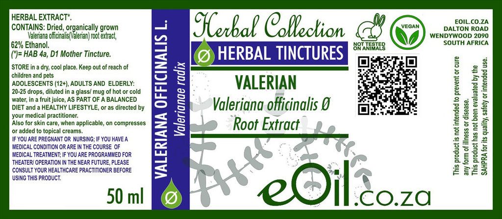 Valerian Root Tincture (Valeriana officinalis radix) - 50 ml - eOil.co.za