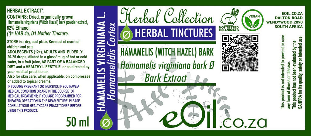 Witchhazel Bark Tincture ( Hamamelis virginia ) - 50 ml - eOil.co.za