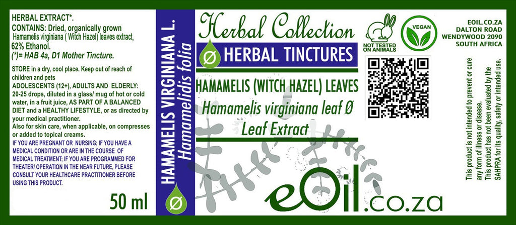 Witchhazel leaf Tincture ( Hamamelis virginia ) - 50 ml - eOil.co.za