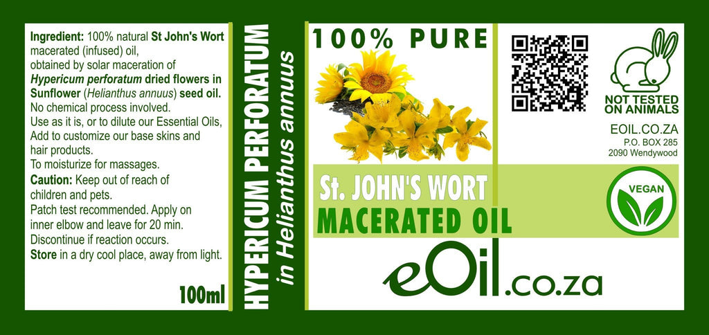ST JOHN'S WORT MACERATED NATURAL OIL (Hypericum perforatum in Helianthus annuus) 100 ml - eOil.co.za