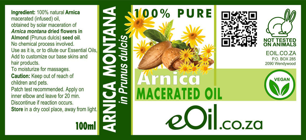 eOil.co.za massage recipe synergy essential and carrier oils sprain massage arnica, lavandin, helichrysum, peppermint, eucalyptus