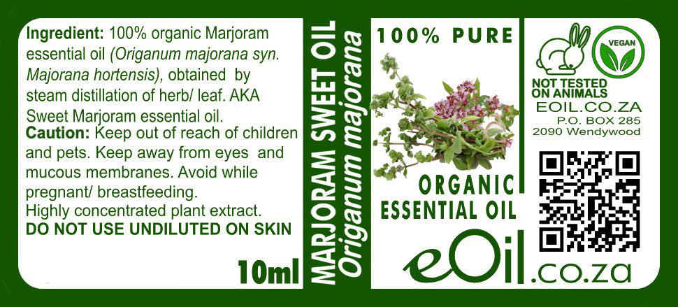 Marjoram Organic Essential Oil (Origanum majorana) 10 ml - eOil.co.za