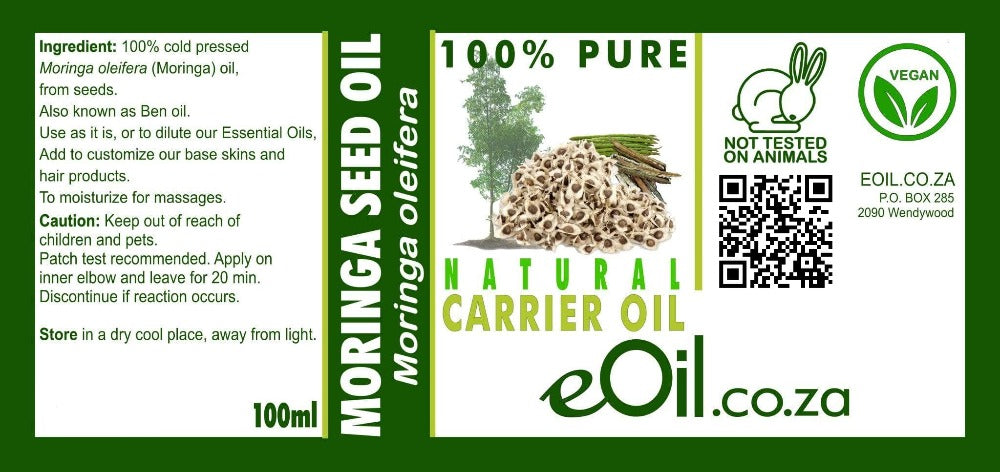 MORINGA SEED NATURAL CARRIER OIL (Moringa oleifera) 100 ml - eOil.co.za