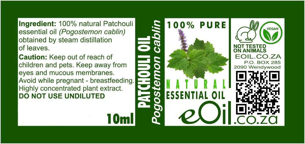 PATCHOULI NATURAL ESSENTIAL OIL (Pogostemon cablin) 10 ml - eOil.co.za