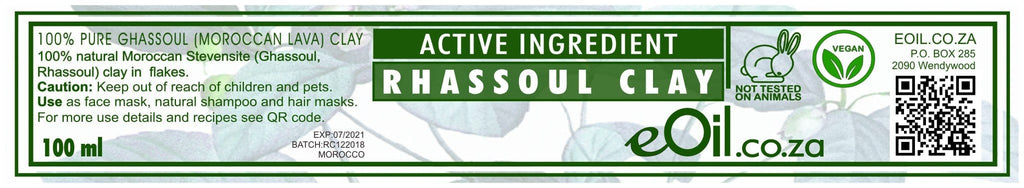 RHASSOUL CLAY (Moroccan lava) ACTIVE INGREDIENT 100 ml - eOil.co.za