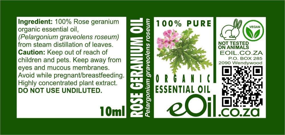 ROSE GERANIUM ORGANIC ESSENTIAL OIL (Pelargonium graveolens roseum) 10 ml - eOil.co.za