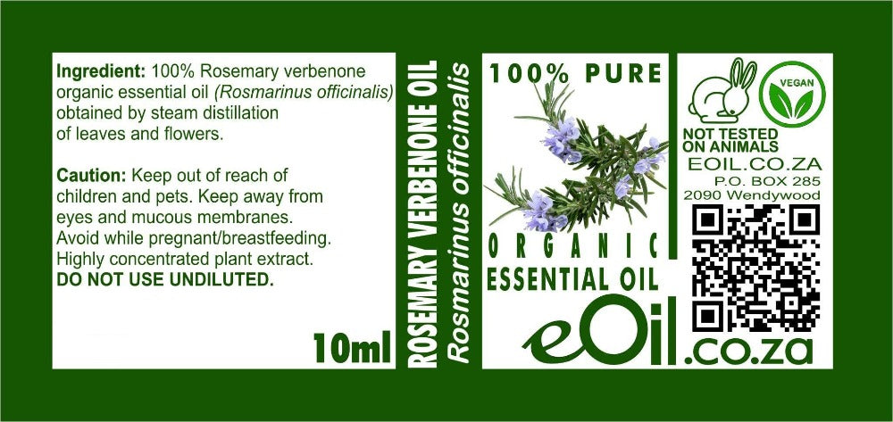 ROSEMARY VERBENONE ORGANIC ESSENTIAL OIL (Rosmarinus officinalus) 10 ml - eOil.co.za