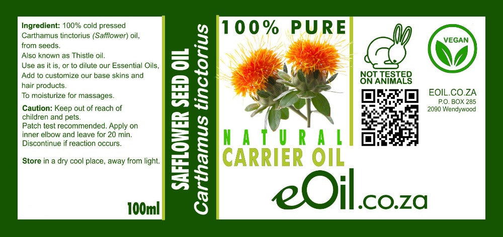 SAFFLOWER SEED NATURAL CARRIER OIL (Carthamus tinctorius) 100 ml - eOil.co.za