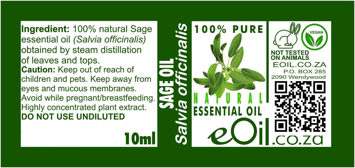 SAGE NATURAL ESSENTIAL OIL (Salvia officinalis) 10 ml - eOil.co.za