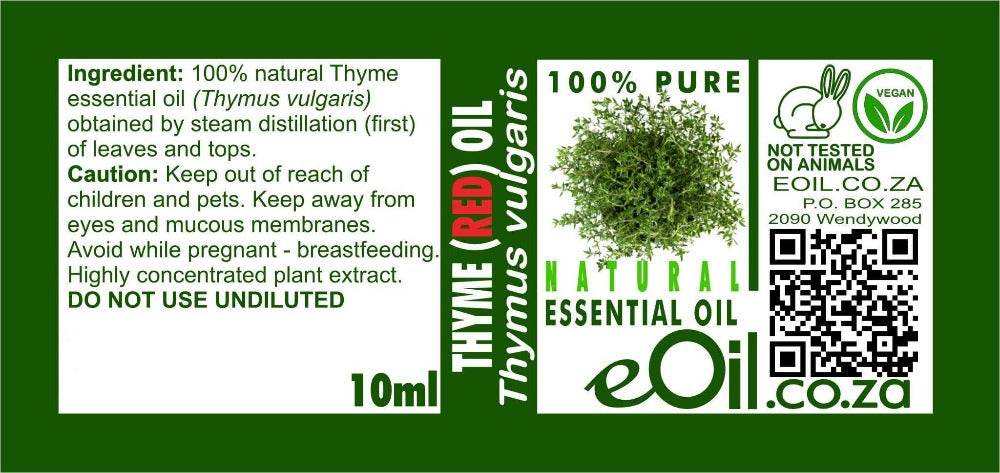 THYME RED NATURAL ESSENTIAL OIL (Thymus vulgaris) 10 ml - eOil.co.za