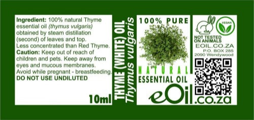 THYME WHITE NATURAL ESSENTIAL OIL (Thymus vulgaris) 10 ml - eOil.co.za